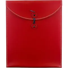 JAM Paper 9.5" x 12.5" Leather Portfolio with Button & String Red