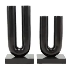 Black Aluminum U-Shaped Candle Holder Set