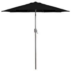 9ft. Outdoor Patio Market Umbrella with Hand Crank & Tilt Black/Brown