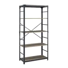 Walker Edison 64" Graywash Angle Iron Industrial Bookcase