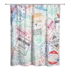 Colorful World Stamps 71" x 74" Shower Curtain