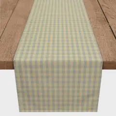 Plaid Cotton Twill Table Runner Tan