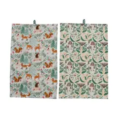 Hello Honey&reg; Woodland Flora & Fauna Cotton Tea Towel Set