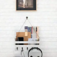 NEX&trade; Gray-Whitewash Hanging Wall-Mounted Mail Organizer with 5 Hooks