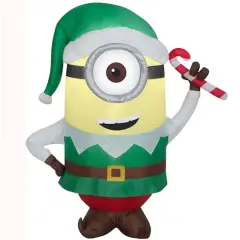 3.5ft. Airblown&reg; Small Stuart As Elf With Candy Cane