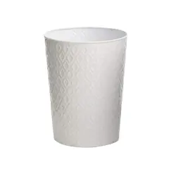 10" White Embossed Tin Planter