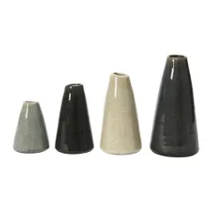 Hello Honey&reg; Decorative Conical Stoneware Vase Set Gray Tone