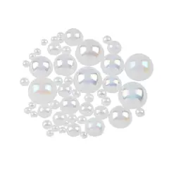 Plastic Round Flatback Pearl Mix by Bead Landing&trade; White AB