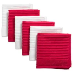 DII&reg; Ribbed Terry Dishcloths, 6ct. Tango Red/White
