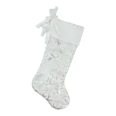 20.5" Silver Filigree Christmas Stocking
