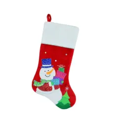 20.5" Embroidered Snowman with Glitter Presents Stocking