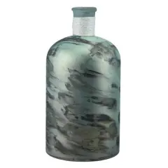 10" Seaside Treasures Marbled Glass Vase, Seafoam Green & Black