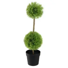 16" Two Toned Double Ball Shaped Potted Topiary