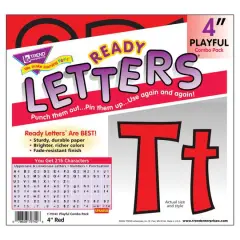 Trend Enterprises&reg; 4" Playful English/Spanish Combination Ready Letters&reg;, 6 Packs Apple Red