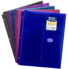 C-Line&reg; Assorted Colors Super Heavyweight Poly Binder Pockets, Pack of 18
