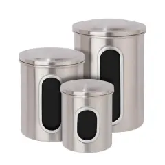 Honey Can Do Storage Canisters, 3 Count Stainless/ Clear