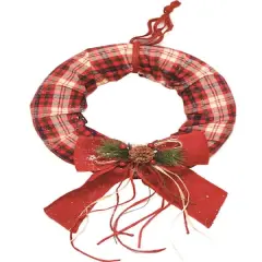 16" Burlap Bow & Pine Accents Plaid Wreath