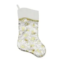 20" Two-Toned Metallic Flourish Christmas Stocking, Silver & Gold