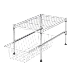 Honey Can Do Chrome Adjustable Shelf With Under Cabinet Organizer