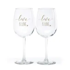 Hortense B. Hewitt Co. Wine Glasses, Love is Love