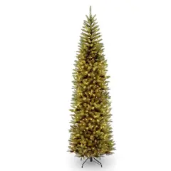 10 ft. Pre-lit Kingswood Fir Pencil Artificial Christmas Tree, Clear Lights