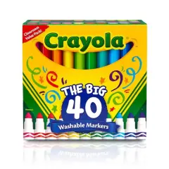 Crayola Ultra Clean Washable Classic Colors Broad Line Markers, 40ct.