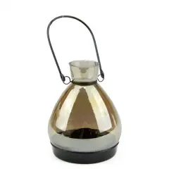 5" Smoke Gray Glass Tapered Bottle Tea Light Candle Lantern