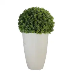 27" Green Artificial Boxwood in Stone Look Ceramic Pot