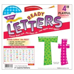 Trend Enterprises Colorful Patterns 4" Playful Uppercase/Lowercase Combo Pack Ready Letters&reg;