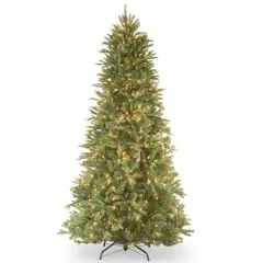 7.5 Ft. Pre-Lit Feel Real&reg; Tiffany Fir Slim Artificial Christmas Tree, Clear Lights
