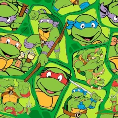 Nickelodeon&reg; Green Heroes In A Half Shell Toss Quilting Cotton Fabric