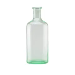 15" Bottle Inspired Transparent Bubble Glass Vase, Spring Green