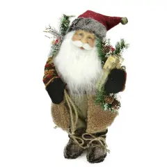 16" Country Rustic Standing Santa Claus with Present