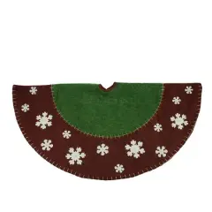 48" Red & Green with Snowflake Appliques Tree Skirt