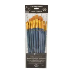 Royal & Langnickel&reg; Zip N' Close Gold Taklon Filbert Brush Set