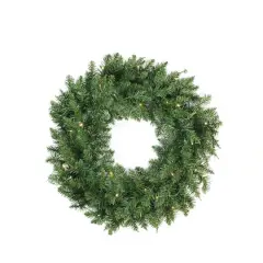 30" Pre-Lit Buffalo Fir Artificial Wreath, Warm White LED Lights