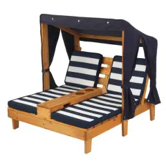 KidKraft Double Chaise Lounge with Cup Holders, Honey & Navy