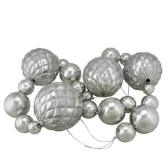 6' Oversized Shatterproof Shiny Silver Ball Garland with Glitter