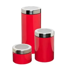 Honey Can Do Red Retro Canisters, 3 Pack