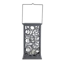 13" Gray Circle Design Pillar Candle Holder