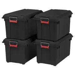 Iris&reg; WeatherPro&trade; Store-It-All 82qt. Tote, 4ct. Black/Red