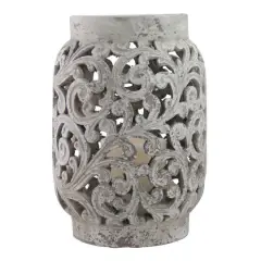 13" Distressed Paisley Hurricane Pillar Candle Holder