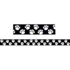 Teacher Created Resources Paw Print Straight Borders, 210ft. Black/White