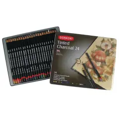 Derwent&reg; Tinted Charcoal Pencil 24 Color Tin Set