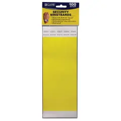 C-Line&reg; DuPont&trade; Tyvek&reg; Security Wristbands, Pack of 100 Yellow