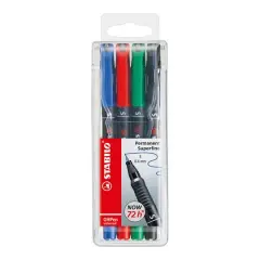 Stabilo&reg; Permanent Superfine OH Pen 4 Color Set