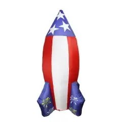 96" Red White & Blue Rocket Lighted Yard Inflatable