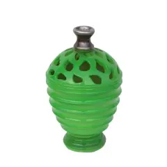 9.5" Outdoor Patio Cutout Vase, Lime Green & Gray