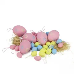 Set of 29 Pastel Pink, Yellow and Blue Spring Easter Egg Ornaments