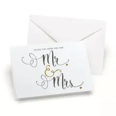 Hortense B. Hewitt Co. Thank You Cards, Mr. & Mrs. Gold Ampersand